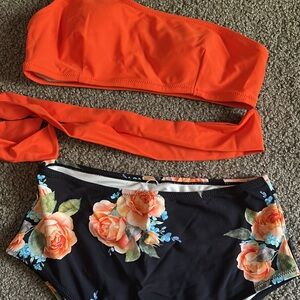 Cupshe Orange Floral Bikini Set